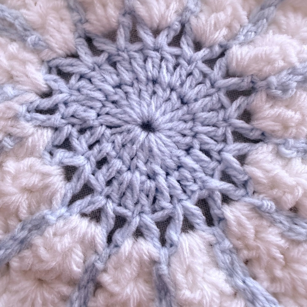 Handmade Crochet Flower Doily – Blue& white Floral Decor – 7x7 Inches - Picture 2 of 6